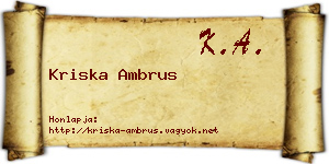 Kriska Ambrus névjegykártya